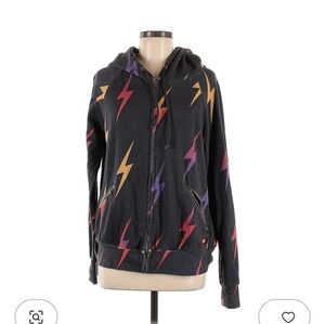 Aviator Nation Gray Hoodie with Yellow and Orange Accents